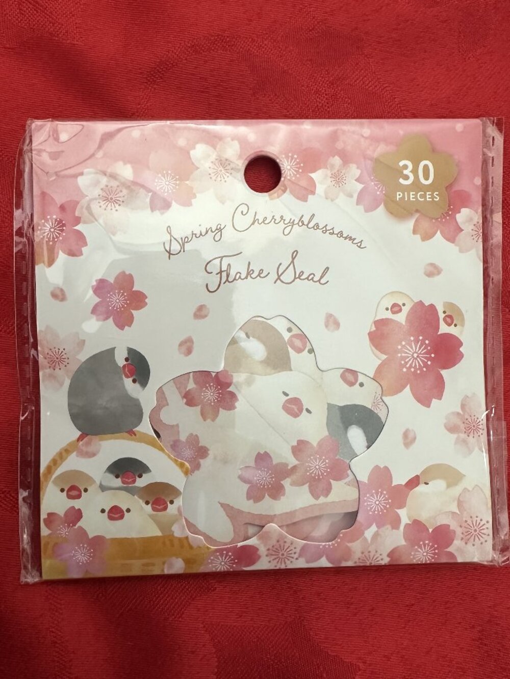 3 For $27 - Synapse Japan "Spring Cherry Blossoms & Java Sparrows" Flake Sticker